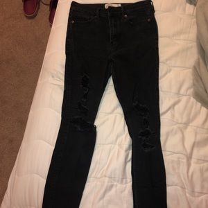 Super skinny high rise black ripped jeans!